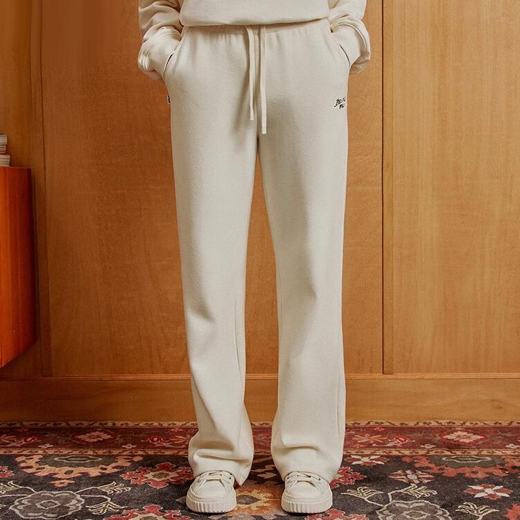 FILA Letter Print Wide Leg Knitted Sports Pants Women bottoms Water-White F11W339609FIV