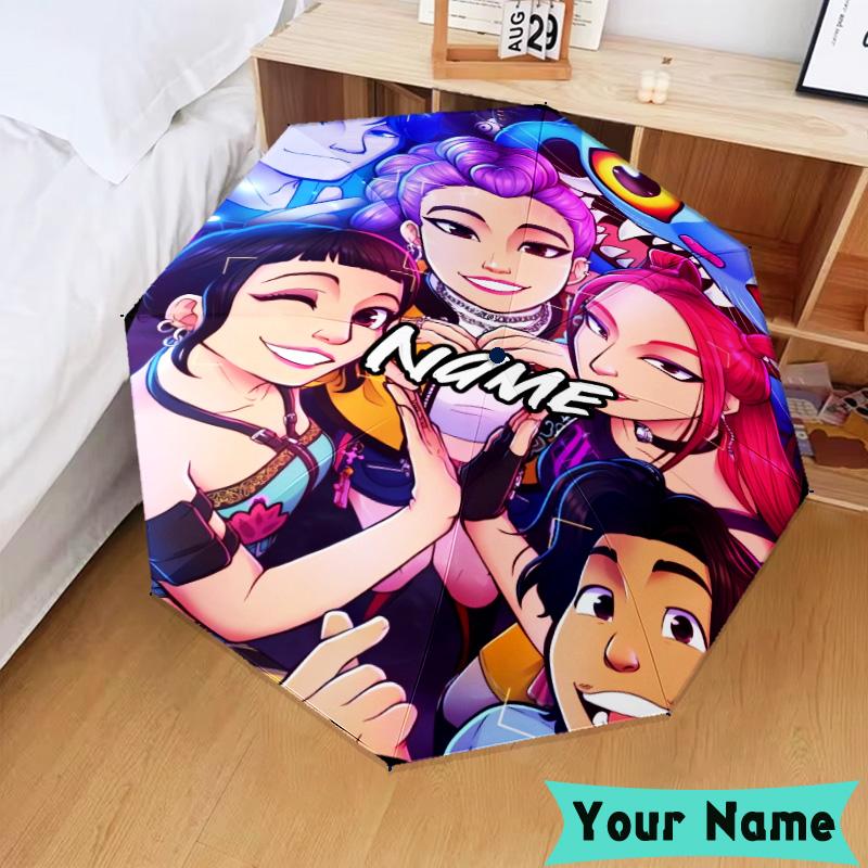 Custom Name Fantasy Friends KPop Umbrella, Foldable Umbrella Suitable for Outdoor Shopping Travel Sports, Exquisite Gift for Family