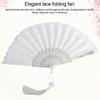 Floral Pattern Folding Fan Tassel Lace Fan Fashion Handheld Fan  Photo Props