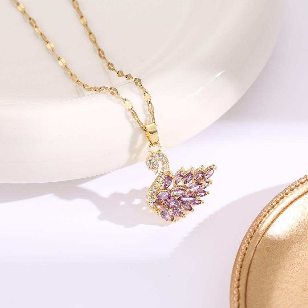 Hochwertige Damen Halskette aus Titanstahl mit vierblättrigem Kleeblatt - Nicht verblassend, vielseitige Schlüsselbeinkette