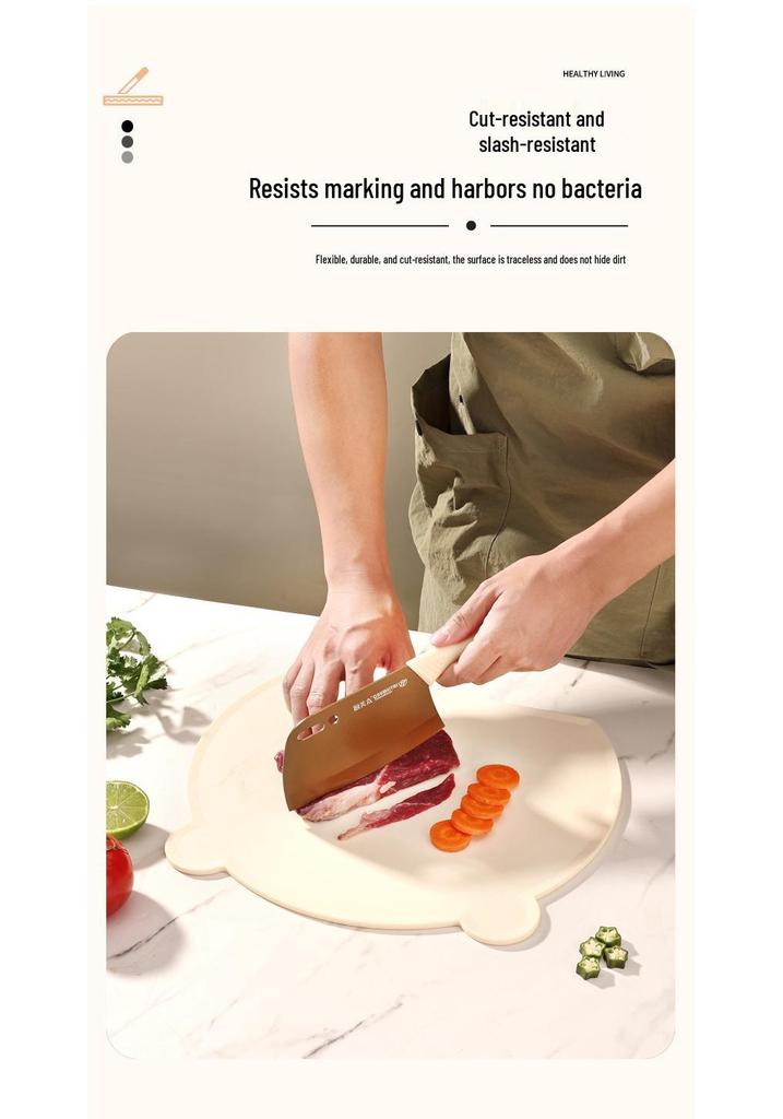 ®Bear Style Antibacterial Silicone TPU Double-sided Cutting Board, Anti-mold & High Temperature Resistant, for Meat, Vegetables, and Fruits.