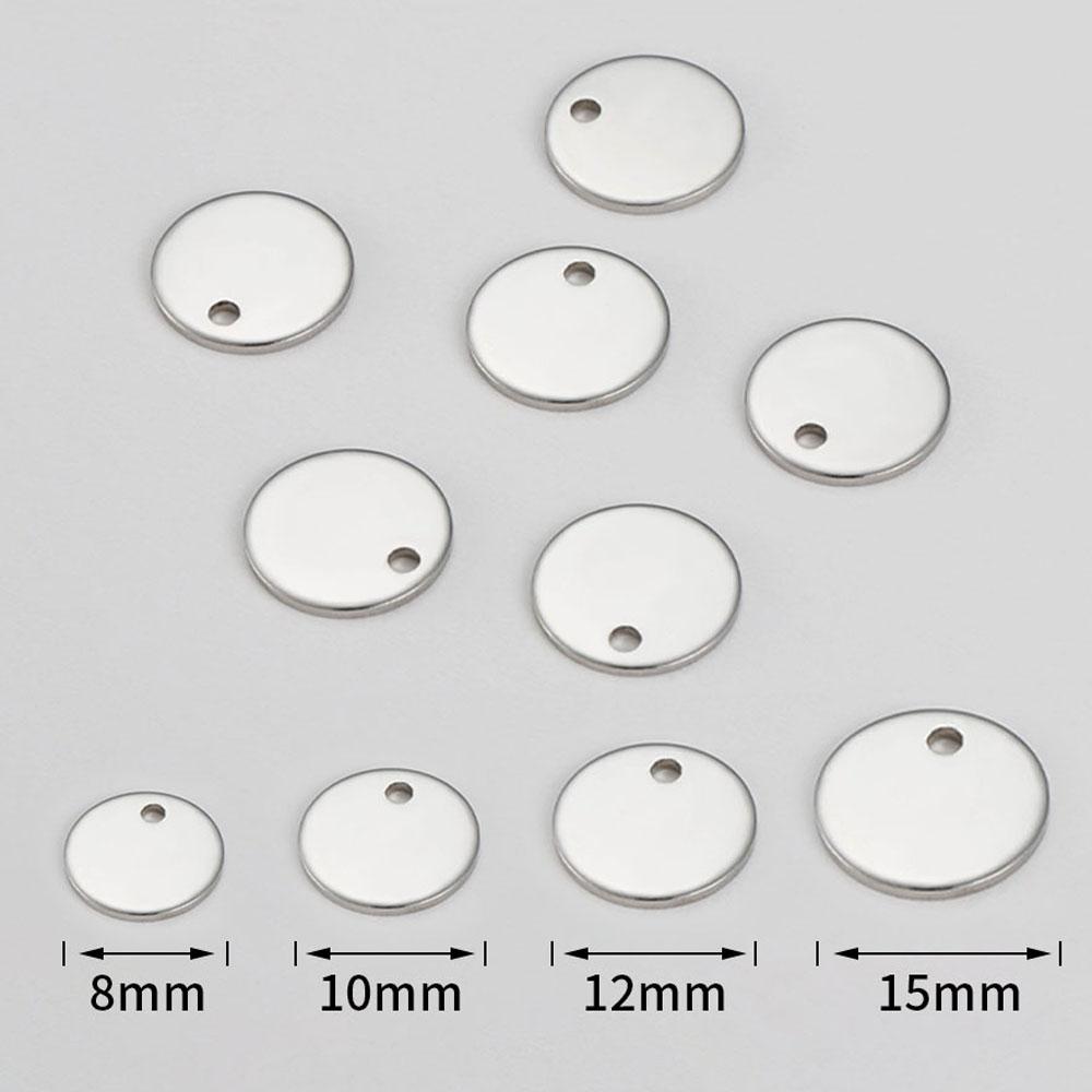 20pcs 8-15mm Round Gold Stainless Steel Stamping Blank Dog Tags Pendants DIY Bracelet Charm Jewelry Finding Customize Wholesale