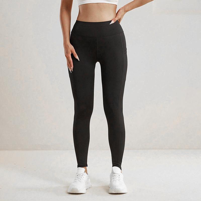 European and American new solid color yoga pants women's yoga sports running fitness high waist tight fitness pants yoga clothes