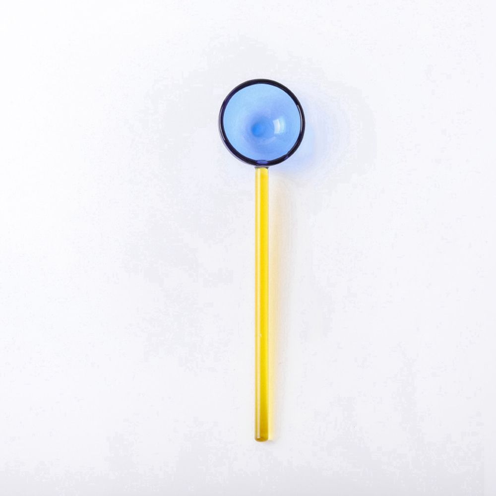 Glass Milk Spoon Colored Transparent Coffee Dessert Stirring Spoon Long Handle Round Kitchen Tableware Stirrer Rod
