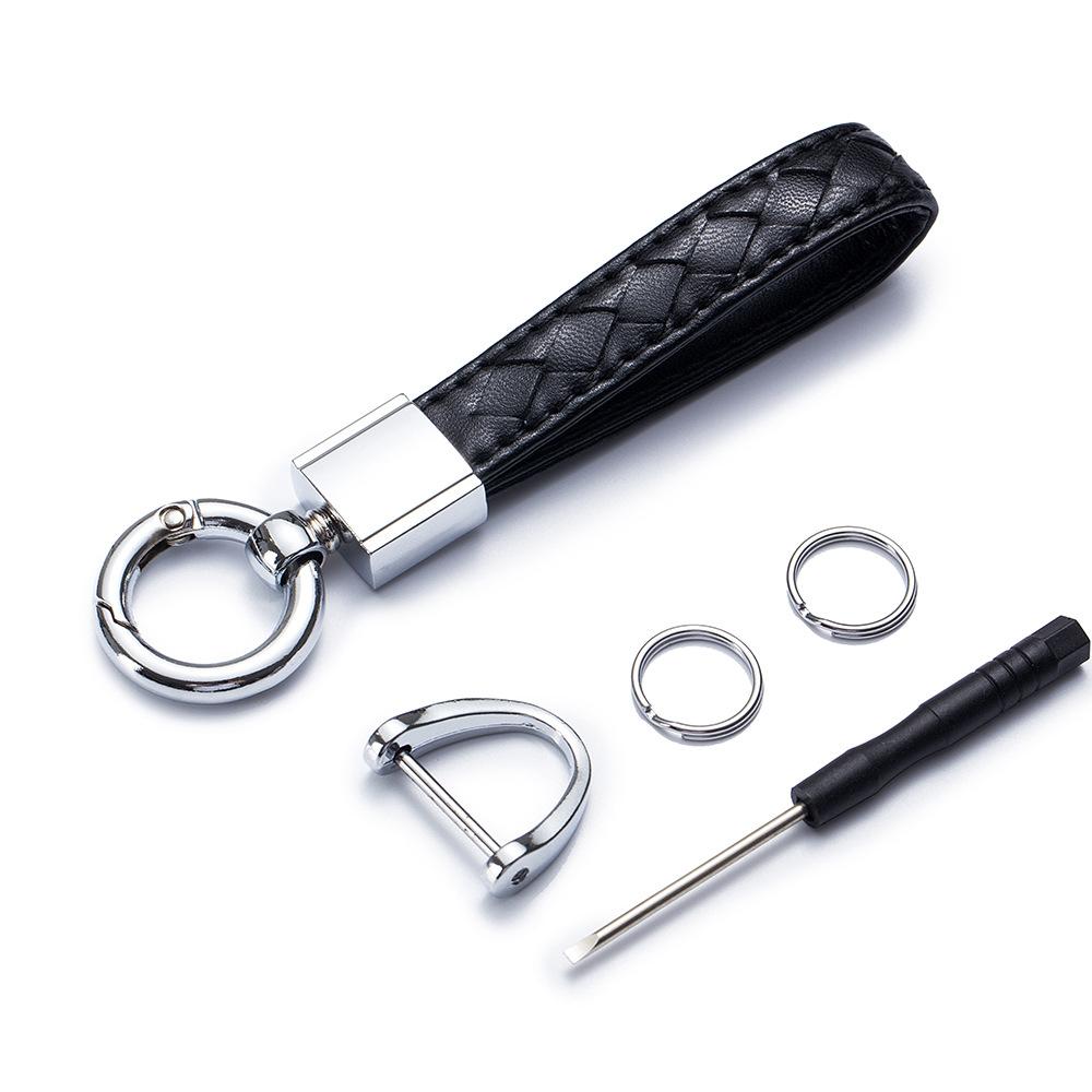 Creative car key Smart key case Alloy car Metal black braided keychain Pendant Universal