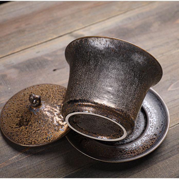 Japanese Rust Glaze Stoneware Teapot Handcrafted Retro Ceramic Kungfu Tea Pot Filter & Handle SmallAirtight Design (Single Pot)