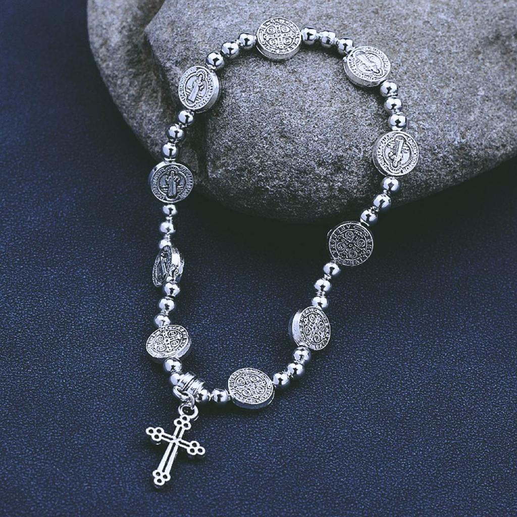 Retro Elastic Bracelet Cross Charm Bracelet Alloy Material for Daily Party
