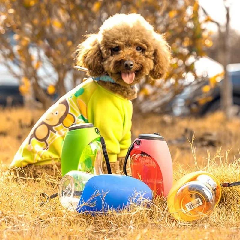 680ml taşınabilir Pet köpek su şişesi yumuşak silikon yaprak tasarım seyahat köpek kasesi yavru kedi içme açık Pet su sebili