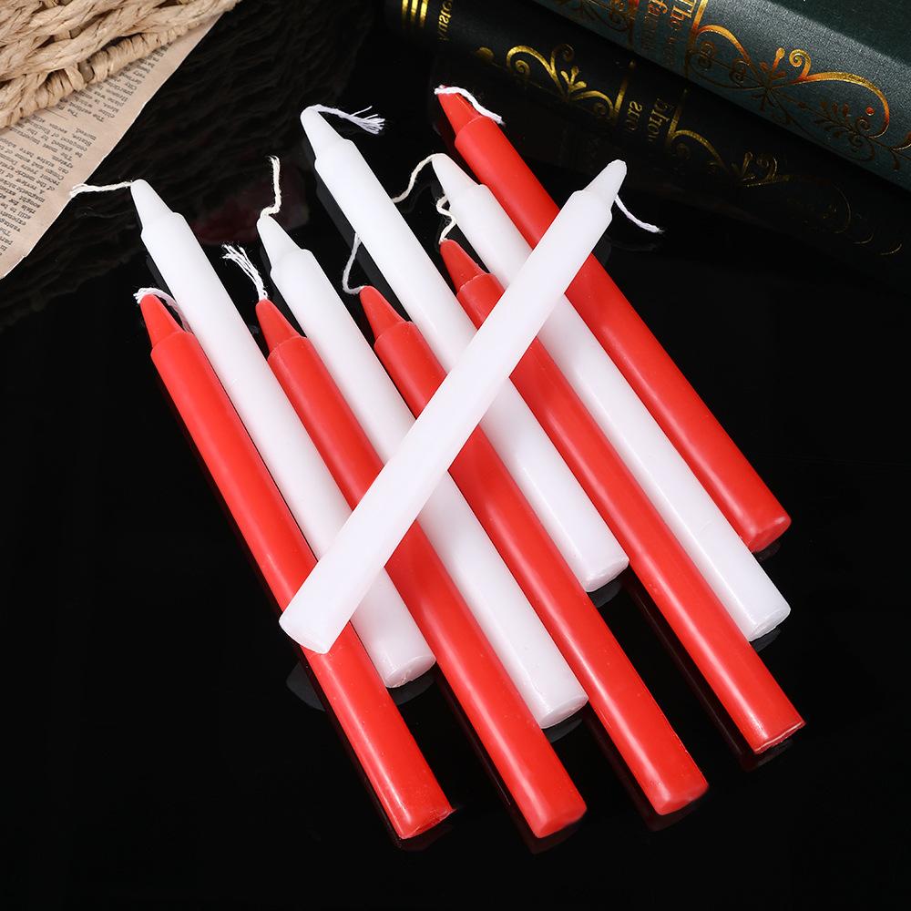 10 Pack Red and White Emergency Candles for Home Power Outage Lighting Long Pole Cylinder Candleless Candlelight Dinner