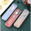 4-Piece Stainless Steel Cutlery Set with Storage Case, Includes Chopsticks, Spoon, and Fork, Portable and Hygienic for Lunchboxes, Commuting, School,