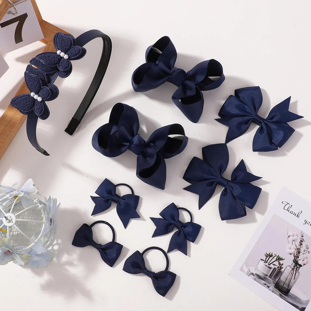 

9Pcs Girls Ribbon Hair Bows Hair Accessories Set for Kids Lovely Cheer Bowknot Hairband Boutique Children Headband Hairwear
