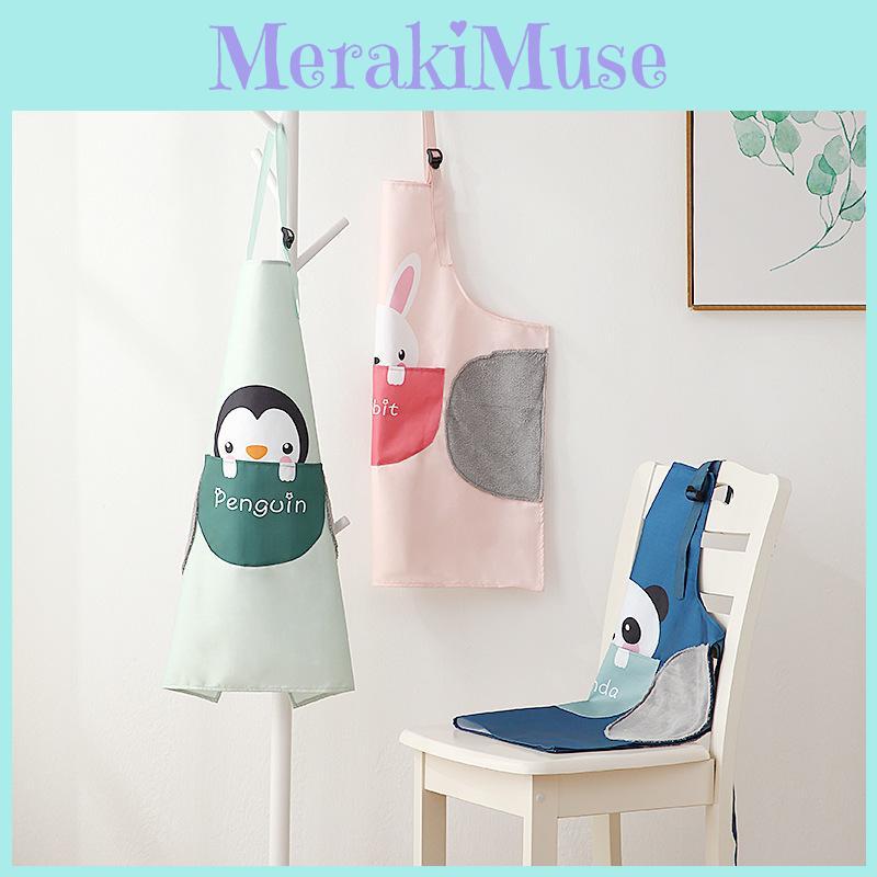 Style Cartoon Polyester Apron Sleeveless Kitchen Cooking Oil Proof For Home Use