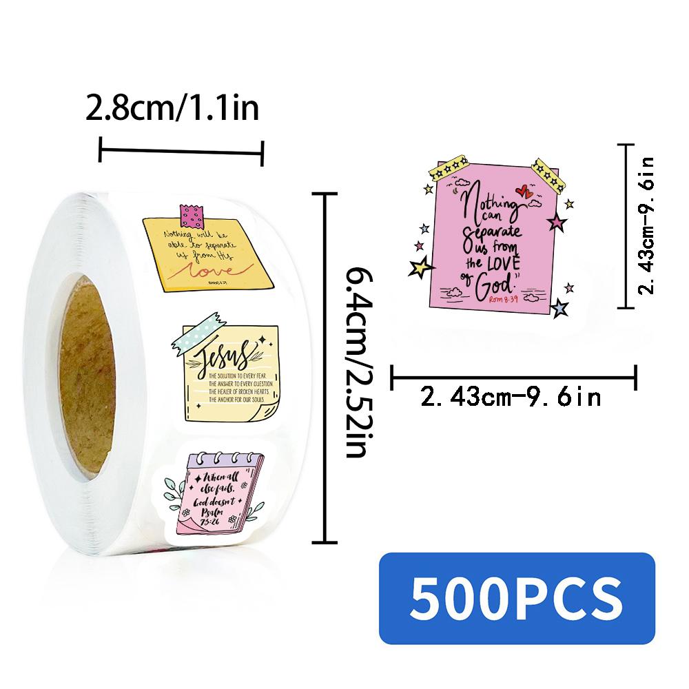 500PCS Bible Notes Roll Stickers Motivational Funny Notebook PVC Laptop Stationery for Laptop Luggage Phone Stickers