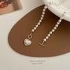 Elegant Pearl Necklace For Women Heart Pendant Necklaces Luxury Imitation Pearls Chain Necklaces Korean Jewelry Girls Gifts