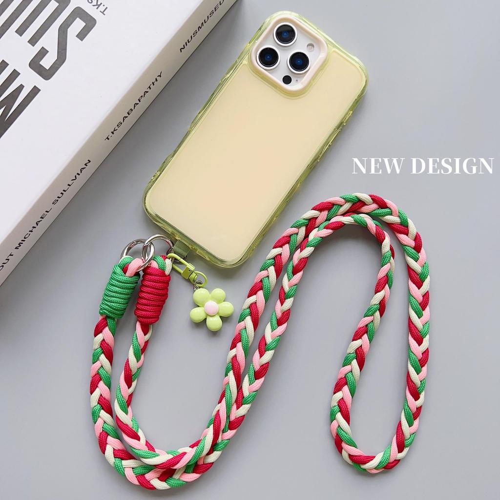 Trendy Multicolor Adjustable Crossbody Phone Lanyard - Thick Braided Anti-Drop Chain