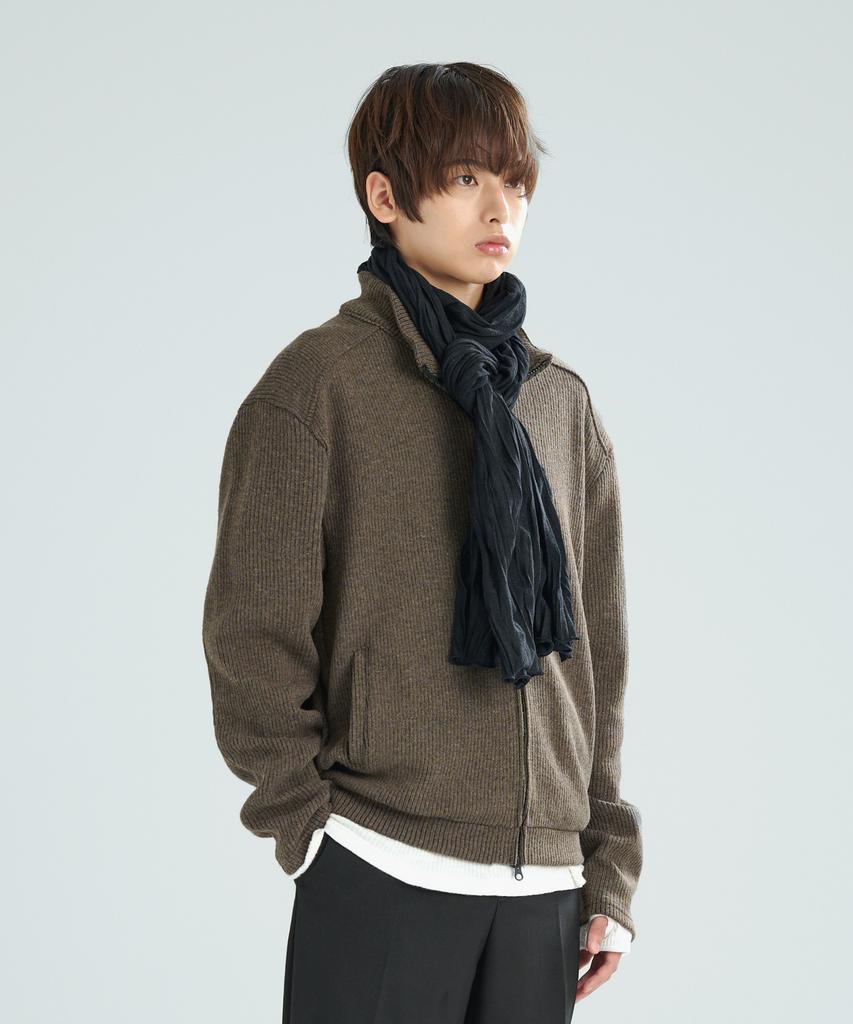 ZPLISH Wool Knit Zip-Up Jacket Brown