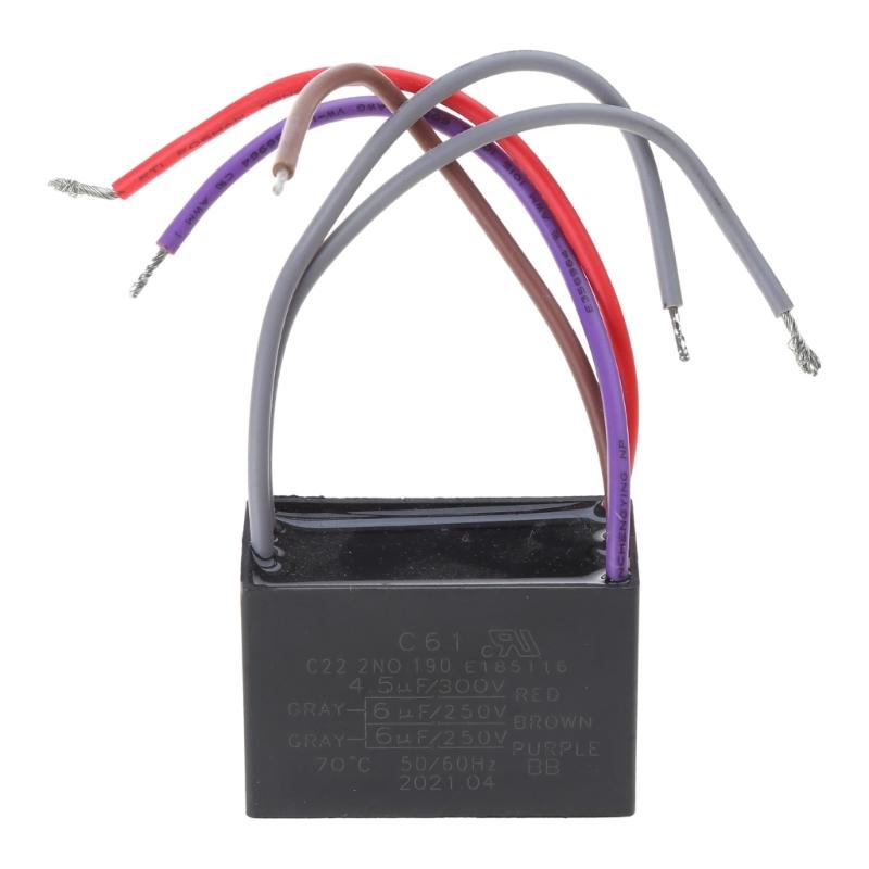 Capacitor para Ventilador de Teto CBB61 4.5+6+5UF 4.5+6+6UF 5+5+5UF 4+4+2.5UF 4+5+6UF 5 Fios 250V 50/60Hz Capacitor de Funcionamento do Motor