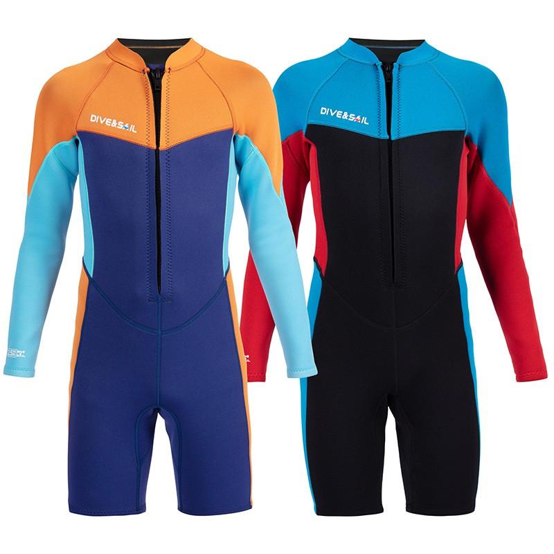 2.5mm Youth Wetsuit Snorkeling Swimming Surfing Kids Thermal Fullsuit Male Black Navy