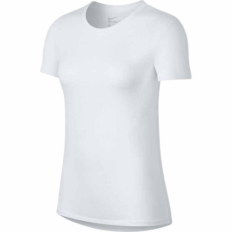 Nike T Shirts Women's White Crew Neck Moderate Straight Fit 836327-100