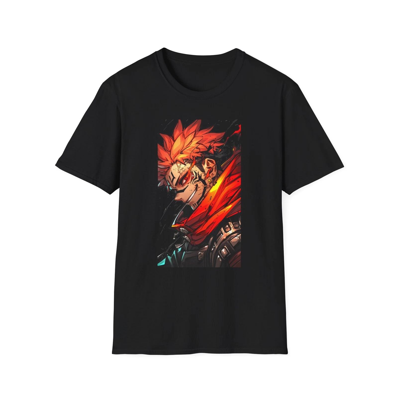 Anime Soft T-Shirt, JJK Sukuna work art 1, Unisex JL Anime Front Printed Tee 110