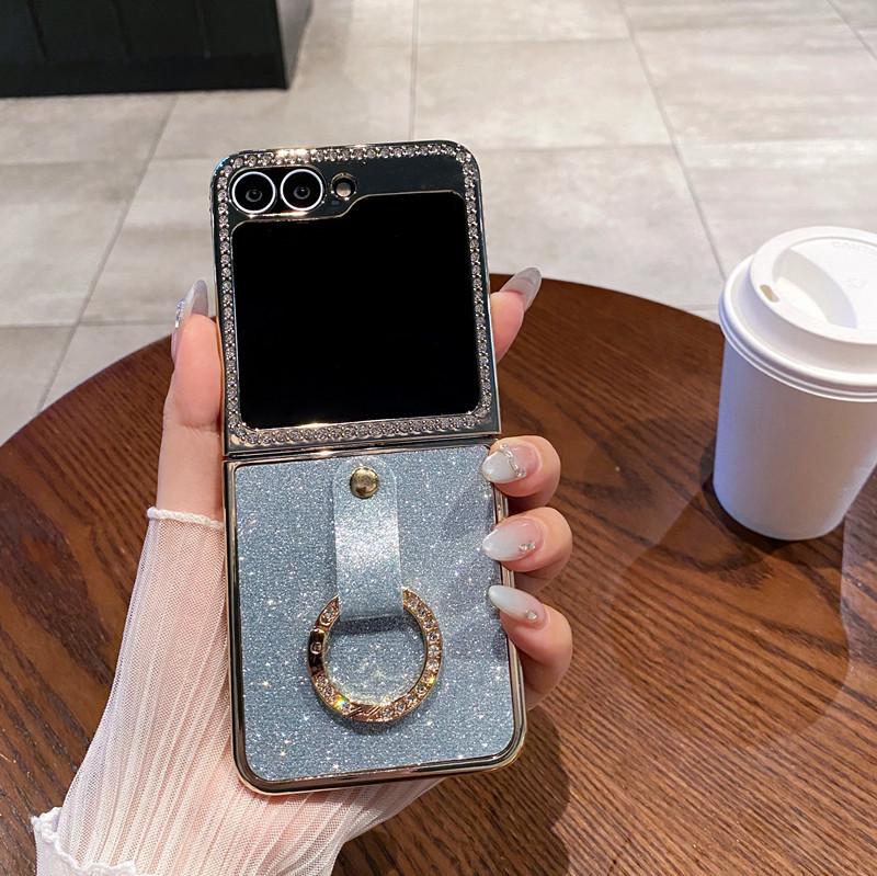 Samsung Galaxy Z Flip 7 Glitzer Galvanisiert Strassstein Hülle Kompatibel mit Z Flip 6