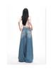 2026 Spring Women's Retro Wide-Leg Jeans: Waistless, Versatile, Loose, Slimming, Floor-Length Pants