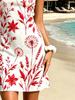 Red and Green Abstract Printed Single Shoulder Dress, Sexy Off Shoulder Short Style, Slim Fit and Slimming Vacation Dress