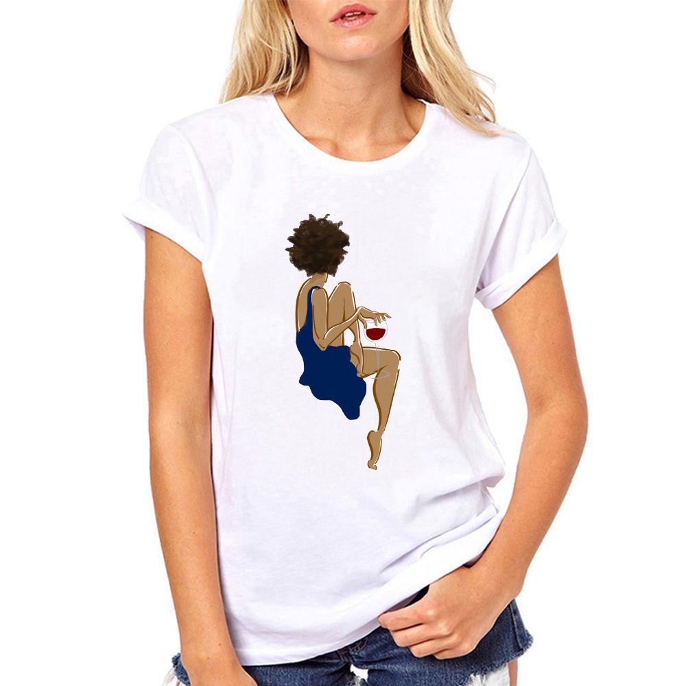 Red Wine Print Tshirt For Woman Oversize Summer Female Tee Shirt Fashion Ladies Clothing Funny Korean Style T-Shirts For Woman