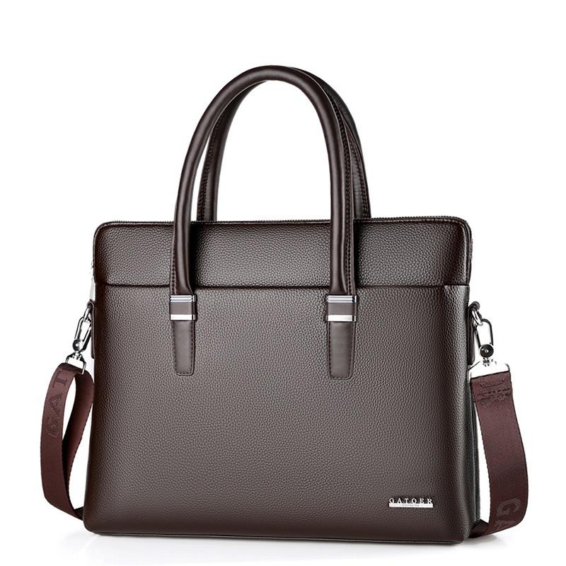 Men's PU leather handbag large capacity business laptop briefcase commuter crossbody bag high quality shoulder computer bag