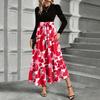 Women's Floral Print High Waist Fashionable And Elegant Dress