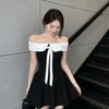 Small man one-word shoulder sweet dress short summer beautiful small skirt princess style daughter birthday dress