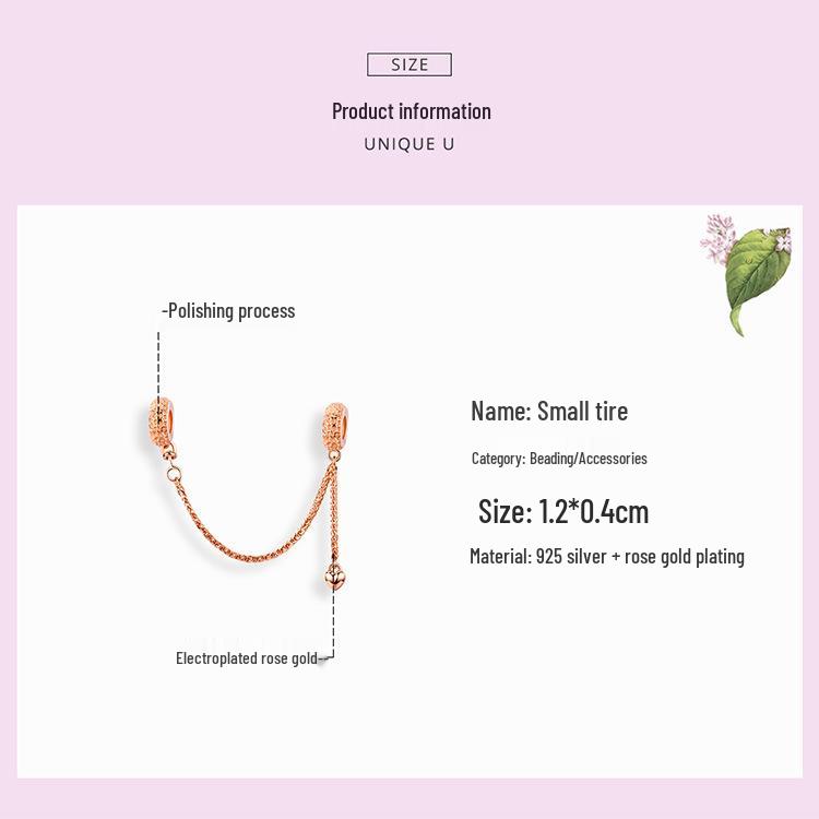 S925 Silver Ziyun Beaded Bracelet with Silicone Accessories and Tire Safety Chain