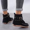 Women's Fashion Retro Boots Winter Ankle Boots Flat Boots Tassel Ladies Boots Plus Size 35-43