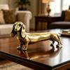 Vintage Brass Dachshund Statue Mini Standing Dog Sculpture Collectible Animal Ornament for Home Office Bookshelf Desktop Decor