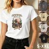 Cowgirl Vintage Motorcycle Graphic T-Shirt Retro Western Desert Tee for Women