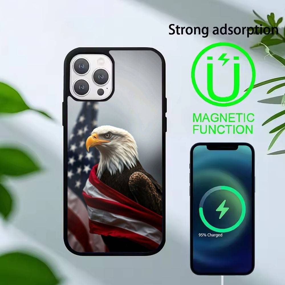 Cool Eagle Phone Case For iPhone17,16,15,14,13 Plus,Pro Max Magnetic For Magsafe Wireless Charging