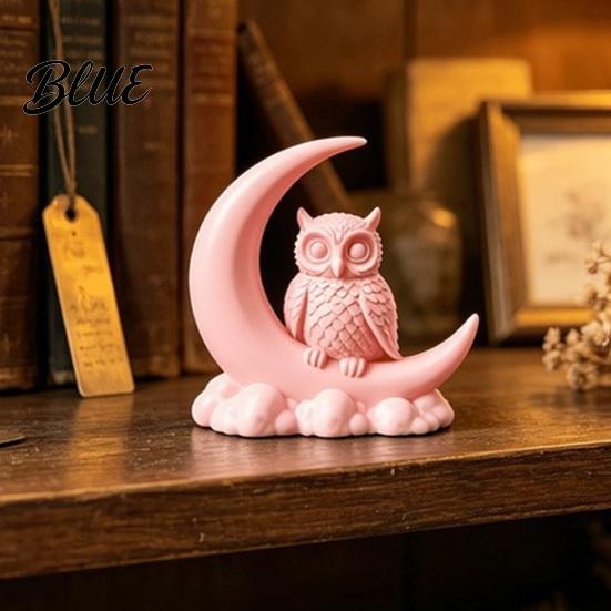 Creative Gift for Holidays Crescent Moon Owl Statue 3D Printed Figurine with Cloud Small Statue Countertop Base Desktop Ornament Home Office Bedroom