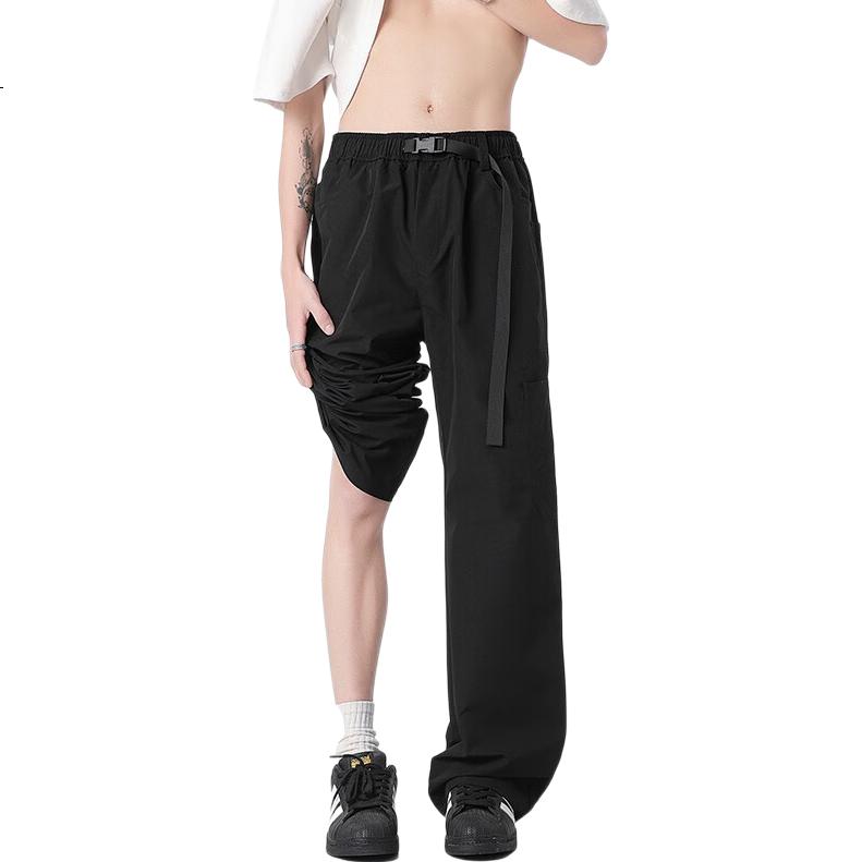 CLOR Japanese-Style Casual Pants for Men, Spring And Summer Workwear Wide-Leg Loose Straight-Leg Trousers, CL57 Black 4XL