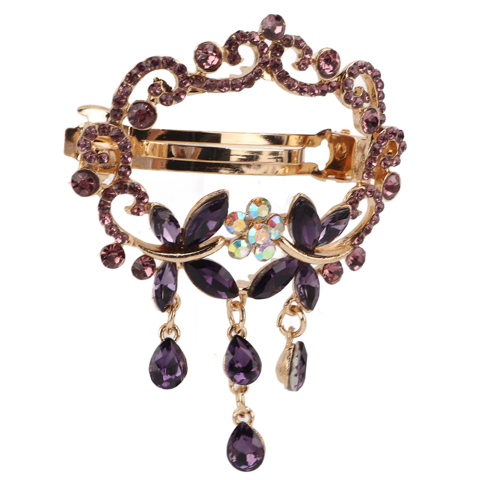

Hair Barrettes Elegant Style Alloy Resin Rhinestone Vibrant Colors Sturdy Durable Eye Catching Small Hair ClipsPurple фіолетовий