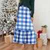 Women's Ruffled Casual Long Skirt Plaid Skirt Retro Pleated Skirt