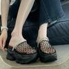 Fashion Female Shoes 2025 New Mesh Women's Closed Toe Slippers Platform breathable Crystal Sandals Outdoor Summer Casual Rome Slippers