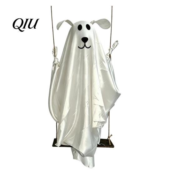 Reusable Halloween Party Decorations Hanging Ghost for Outdoor Decoration, Cute Flying Satin White Festive Atmosphere Decoration Home, Tree,