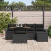 VidaXL Ensemble de salle à manger de jardin 6 pièces avec coussins noir poly rotin acacia 3349323