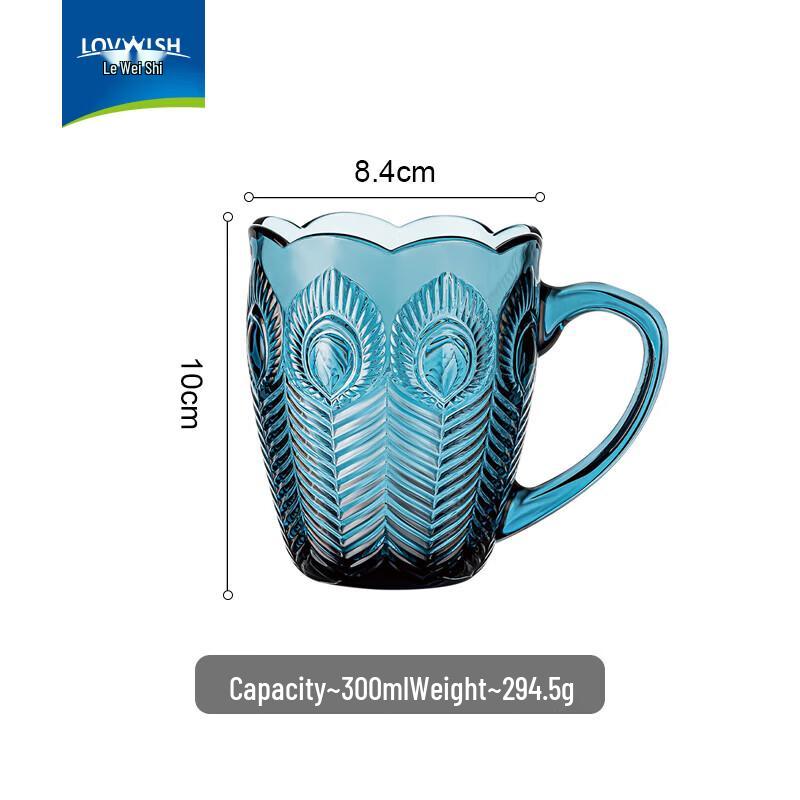 LOVWISH Tasse aus tintenblauem Glas mit Henkel