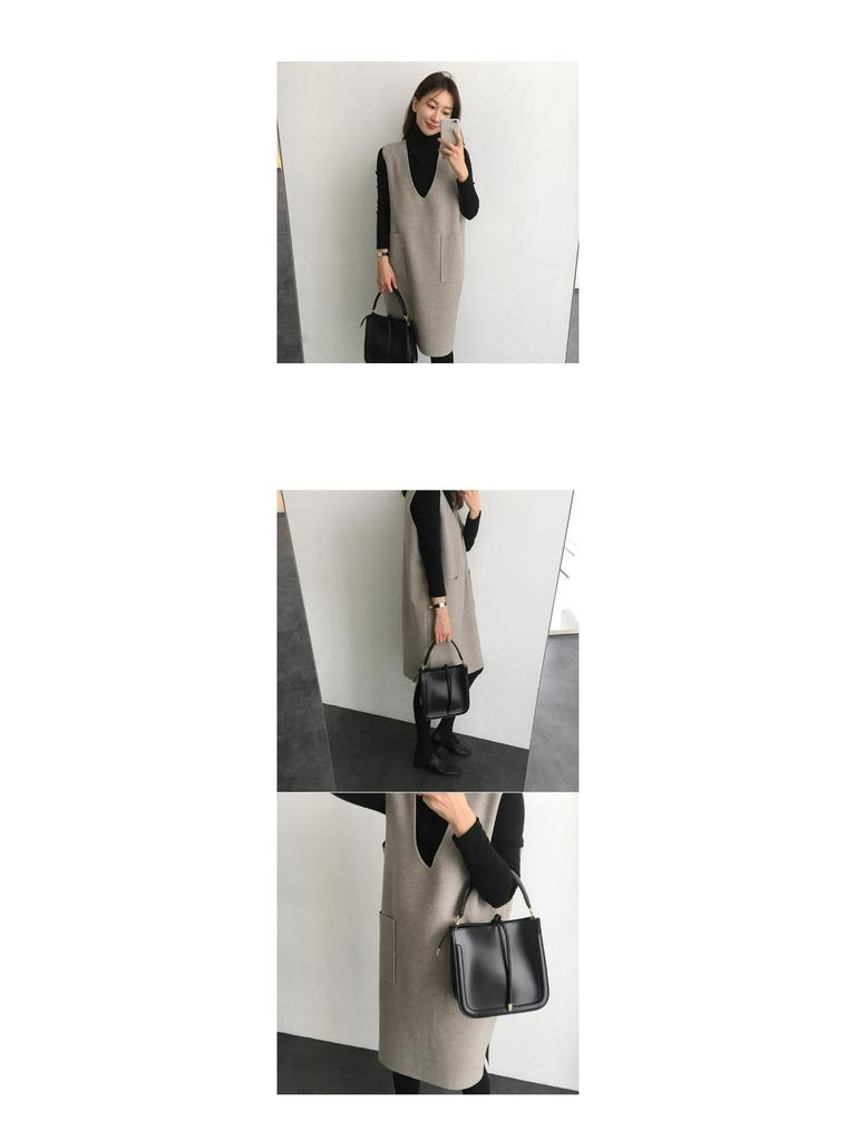 Korean Style Mid-Length V-Neck Vest Dress Set for Autumn/Winter - Two-Piece Casual Fashion