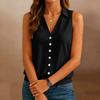 Women’s Sleeveless Button Front Collared Loose Fit Shirt Top with Classic Lapel Design for Casual and Office Wear
