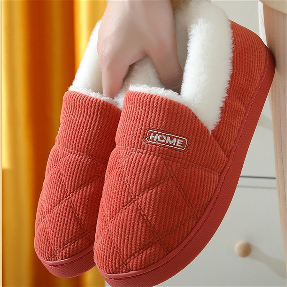 Autumn and Winter Corduroy Cotton Slippers Home Couple Anti-moisture Slippery Thick Bottom Cotton Shoes