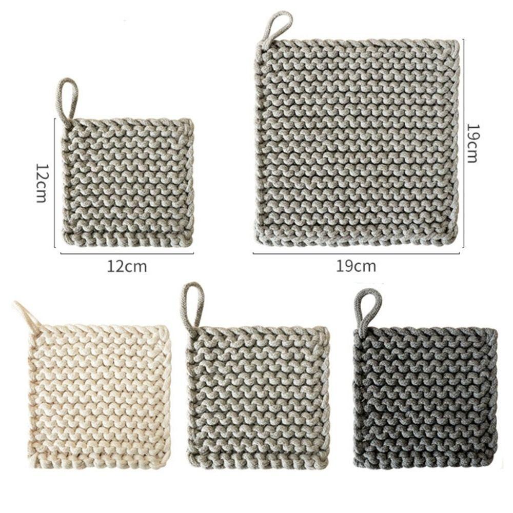 Gestrickter Baumwoll-Wärmeisolier-Platzset Wiederverwendbarer Rutschfester Untersetzer Tischdekoration Wollmaterial Handgestrickter Untersetzer