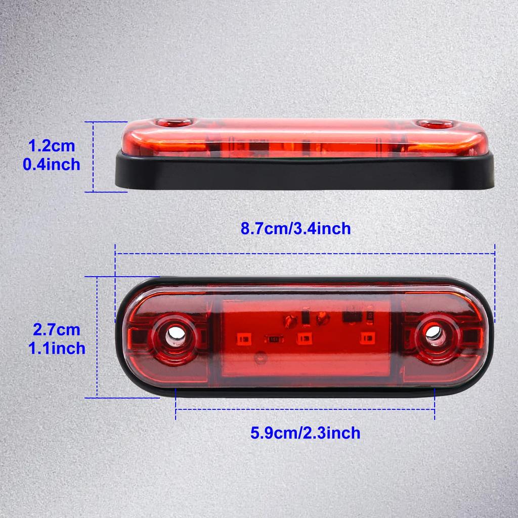 LED Side Marker Light 3-LED Truck Position Lamp 12V 24V