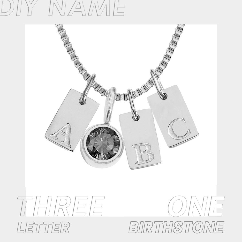 EManco DIY Personalized Initials Customized Name Necklace Glitter Birthstone Pendant Ladies Gifts Dropshipping